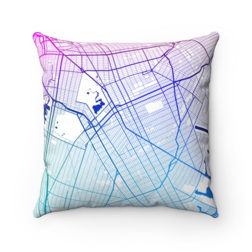 Brooklyn NYC Throw Pillow with colorful gradient and graphic of NYC city grid map