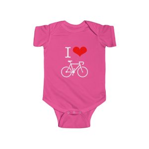 I Love Bicycles Cotton Onesie, short sleeve cotton baby clothes with bicycle graphic