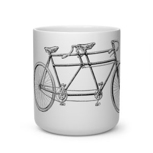 Tandem Bicycle Graphic Heart Shaped Mug