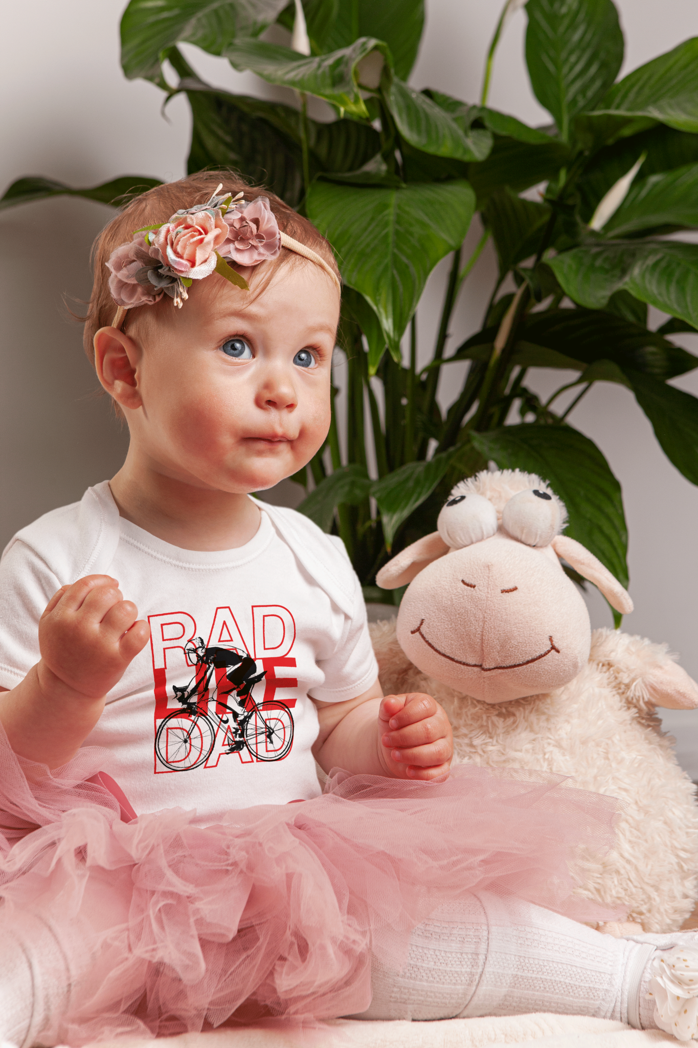 Rad-like-Dad-baby-girl-onesie cotton clothing for girls cycling fathers day gift idea